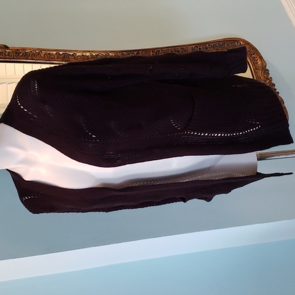 POINTELLE OPEN FRONT CARDIGAN WITH POCKETS Black - Picture 3 of 7